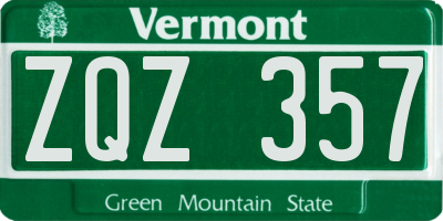 VT license plate ZQZ357