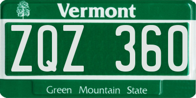 VT license plate ZQZ360