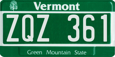VT license plate ZQZ361
