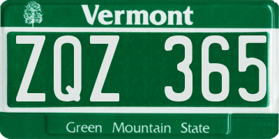 VT license plate ZQZ365