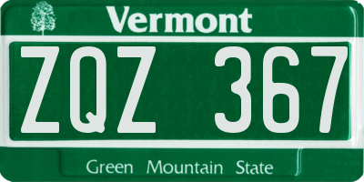 VT license plate ZQZ367