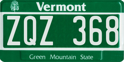 VT license plate ZQZ368