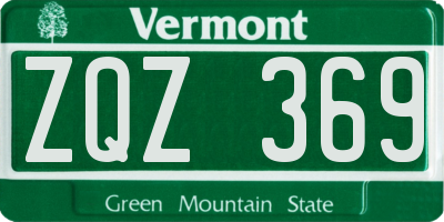 VT license plate ZQZ369