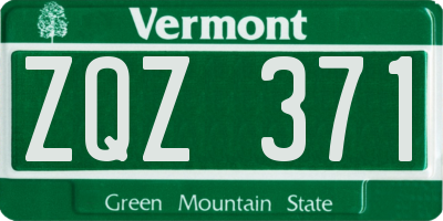VT license plate ZQZ371
