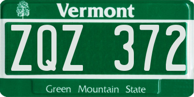 VT license plate ZQZ372