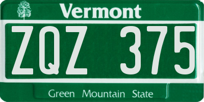 VT license plate ZQZ375