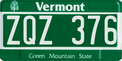 VT license plate ZQZ376