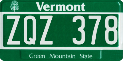 VT license plate ZQZ378