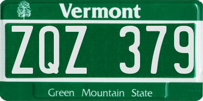 VT license plate ZQZ379