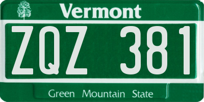 VT license plate ZQZ381