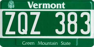 VT license plate ZQZ383