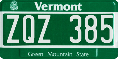 VT license plate ZQZ385