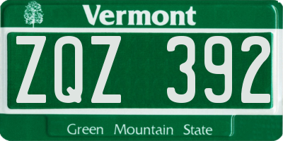 VT license plate ZQZ392