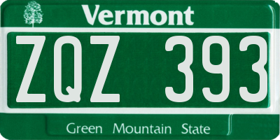 VT license plate ZQZ393