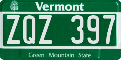 VT license plate ZQZ397