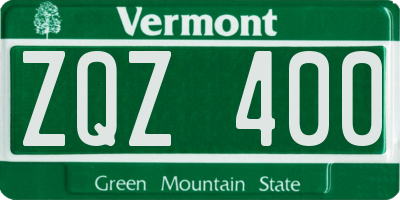 VT license plate ZQZ400