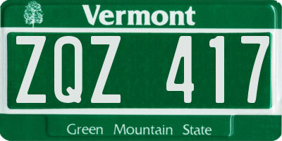 VT license plate ZQZ417
