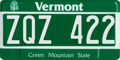 VT license plate ZQZ422