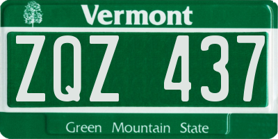 VT license plate ZQZ437