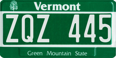 VT license plate ZQZ445