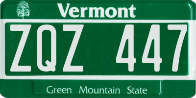 VT license plate ZQZ447
