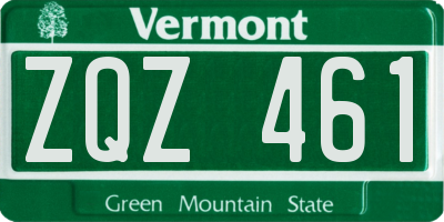 VT license plate ZQZ461