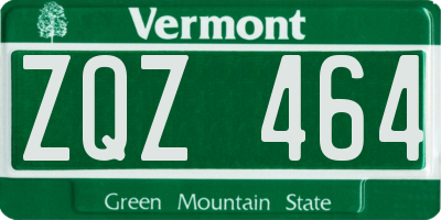 VT license plate ZQZ464