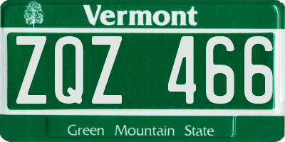 VT license plate ZQZ466