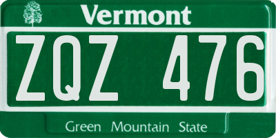 VT license plate ZQZ476