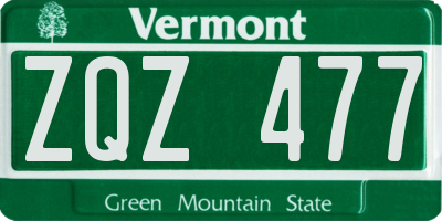 VT license plate ZQZ477