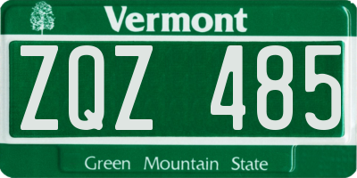 VT license plate ZQZ485