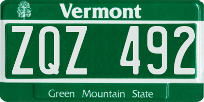 VT license plate ZQZ492