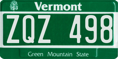 VT license plate ZQZ498