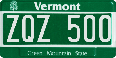 VT license plate ZQZ500