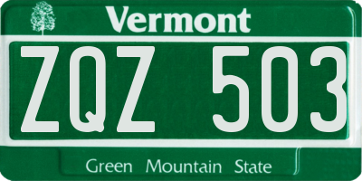 VT license plate ZQZ503