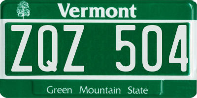 VT license plate ZQZ504