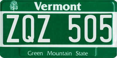 VT license plate ZQZ505