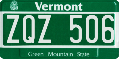VT license plate ZQZ506