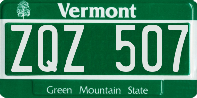 VT license plate ZQZ507