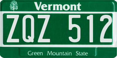 VT license plate ZQZ512