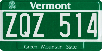 VT license plate ZQZ514