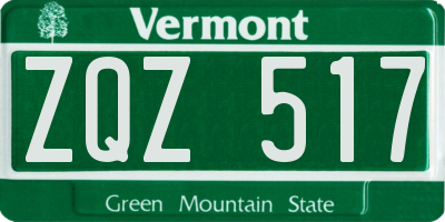 VT license plate ZQZ517
