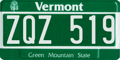 VT license plate ZQZ519