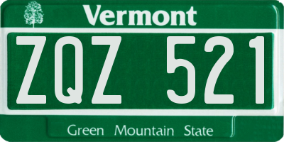 VT license plate ZQZ521