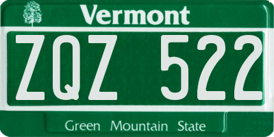 VT license plate ZQZ522