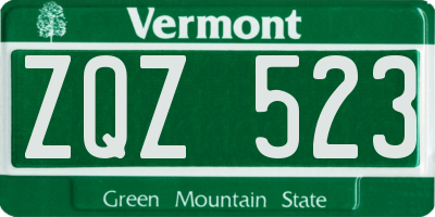 VT license plate ZQZ523