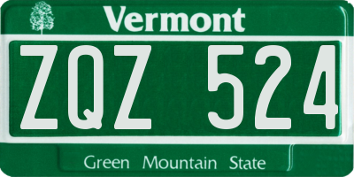VT license plate ZQZ524