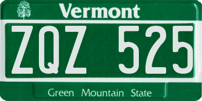 VT license plate ZQZ525