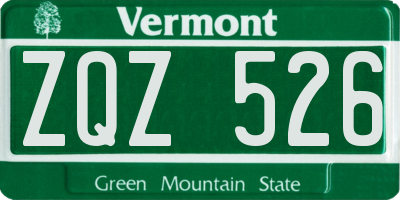 VT license plate ZQZ526