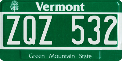 VT license plate ZQZ532